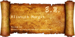 Blistyik Margit névjegykártya